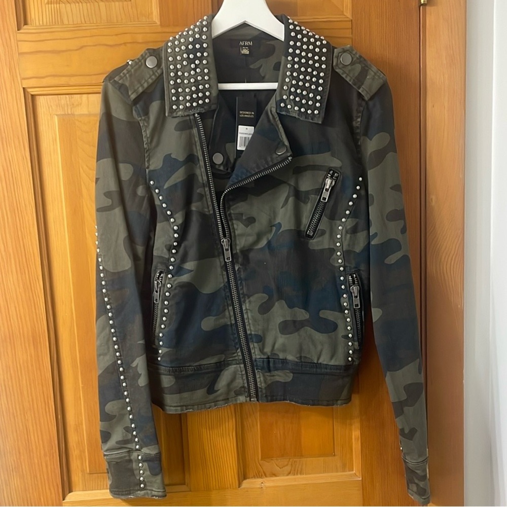AFRM Studded Camouflage Moto Jacket NWT